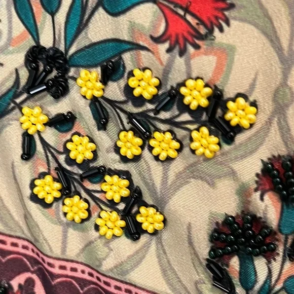 Anthropologie BHANUNI Far Fields Field flowers floral beaded dress puffy sleeves - Picture 10 of 15